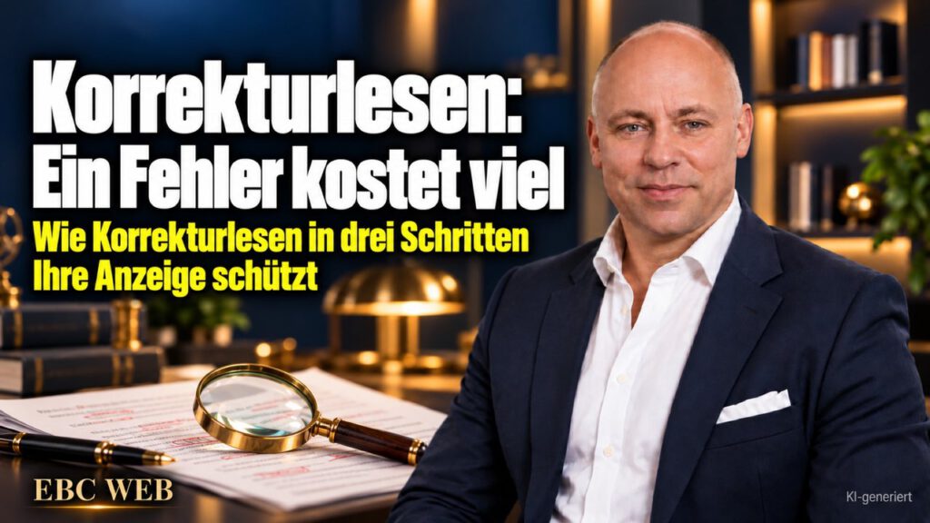 Korrekturlesen: Ein Fehler kostet viel. Der Zahlendreher nach einer Woche. EBC Eller Business Consulting zeigt, wie das Vier-Augen-Prinzip Fehler im Werbetext vermeidet.