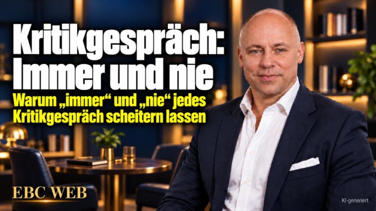 Kritikgespräch: Immer und nie. Ein Satz im Personalgespräch. EBC Eller Business Consulting zeigt in der Personalführung, wie Sie Kritik sachlich äußern.