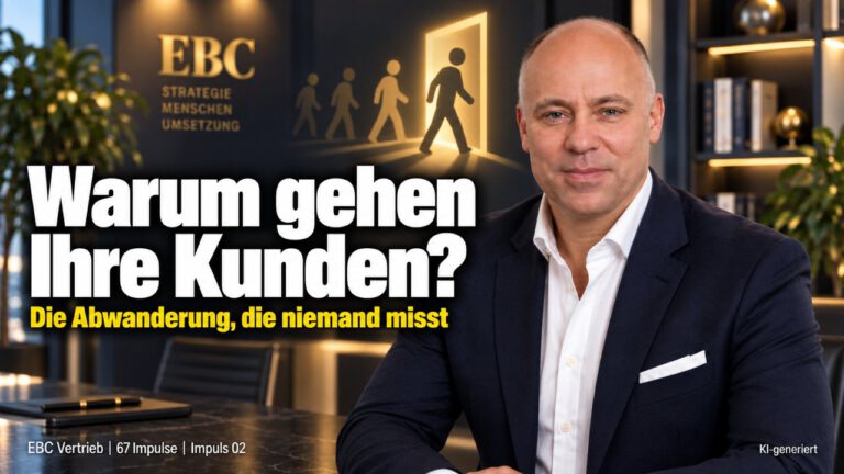 Kundenabwanderung: Warum gehen Ihre Kunden? Ein Kunde, der still verschwindet. EBC Vertrieb erklärt, wie Sie Kundenverlust erkennen und Bestandskunden durch Kundenbindung halten.
