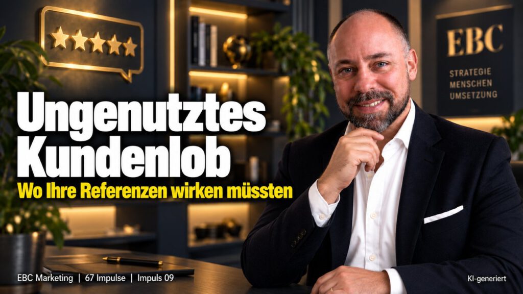 Testimonials: Ungenutztes Kundenlob im Vertrieb. Lob auf der falschen Seite. EBC Marketing erklärt, wie Kundenstimmen und Referenzen in Werbung und Vertrieb wirken.