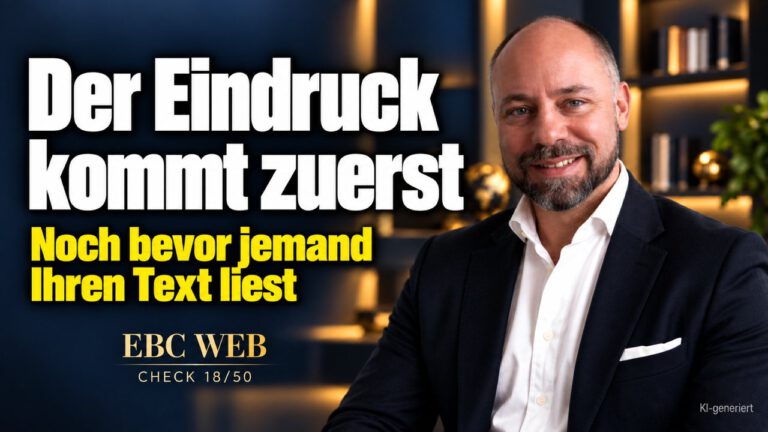 Landingpage: Der erste Eindruck zählt. Geurteilt wird vor dem Lesen. EBC Eller Business Consulting erklärt, wie Webdesign in Sekunden über Anfragen entscheidet.