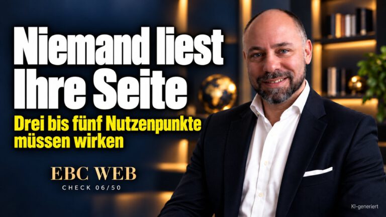 Landingpage: Nutzen als Aufzählung zeigen. Lange Absätze werden übersprungen. Das Expertenteam von EBC Eller Business Consulting erklärt, wie Aufzählungen den Nutzen sofort sichtbar machen.