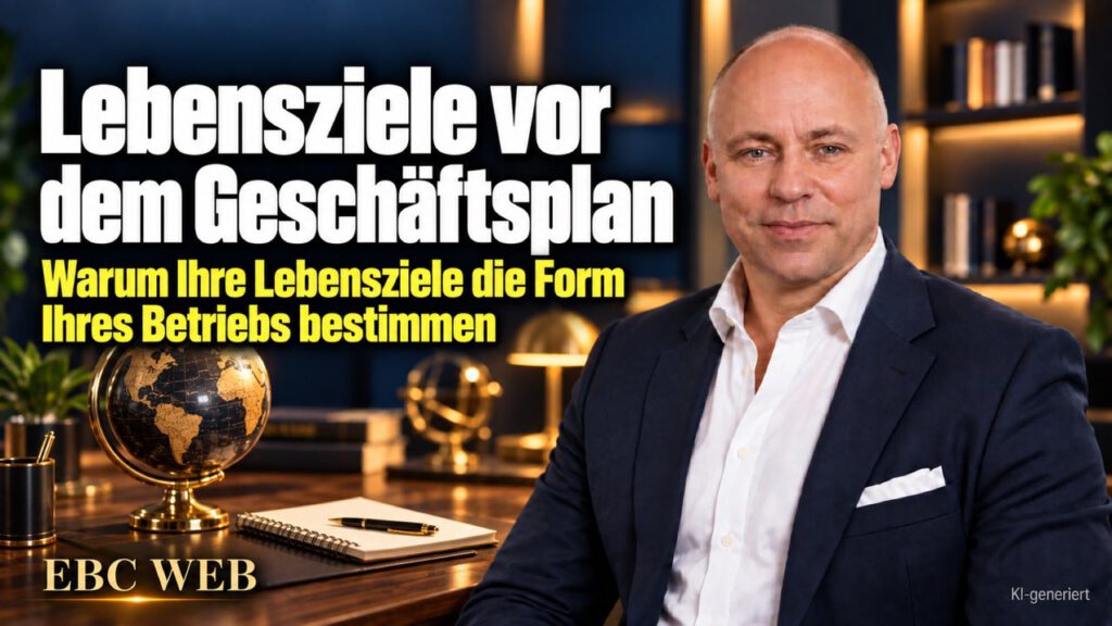 Lebensziele vor dem Geschäftsplan: Quartale geplant, Jahrzehnte nicht. EBC Eller Business Consulting zeigt Unternehmern, wie Lebensziele Unternehmensvision und Strategie prägen.