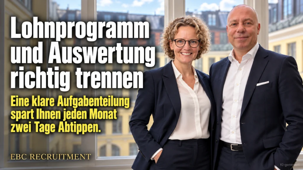 Lohnprogramm und Auswertung richtig trennen: Eine klare Aufgabenteilung spart Ihnen jeden Monat zwei Tage Abtippen. EBC Recruitment zeigt Digitalisierung im Personalcontrolling.