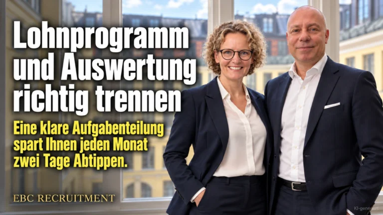 Lohnprogramm und Auswertung richtig trennen: Eine klare Aufgabenteilung spart Ihnen jeden Monat zwei Tage Abtippen. EBC Recruitment zeigt Digitalisierung im Personalcontrolling.