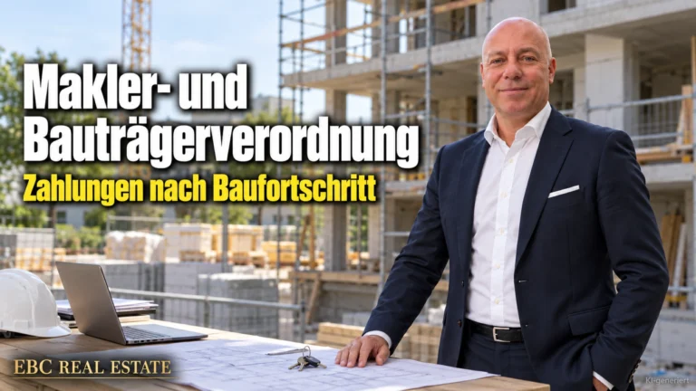 Makler- und Bauträgerverordnung: Zahlungen nach Baufortschritt. EBC Real Estate erklärt Bauträgern und Immobilienmaklern Auflassungsvormerkung, Bankbürgschaft und Ratenplan.