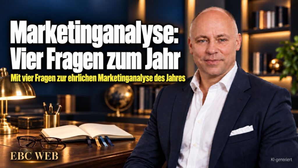 Marketinganalyse: Vier Fragen zum Jahr. Ein Jahresplan ohne Rückblick. EBC Eller Business Consulting prüft Marketingkanäle, Werbeerfolg und Return on Investment.