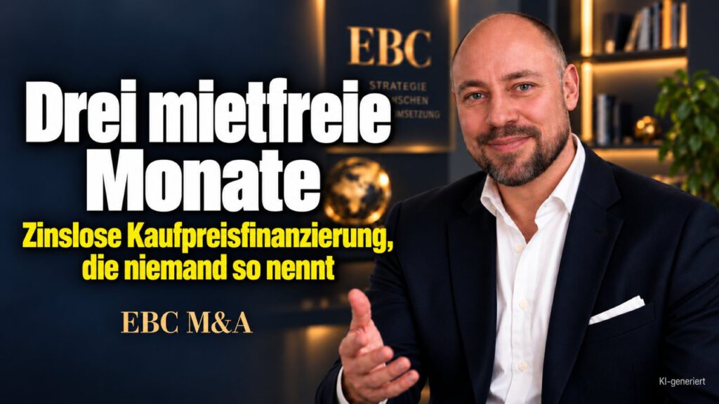 Mietfreie Monate als Kaufpreisfinanzierung. Die Halle gehört nicht zum Kauf. EBC M&A zeigt, wie Gewerbemiete Kaufpreis und Nachfolge beim Firmenkauf finanziert.
