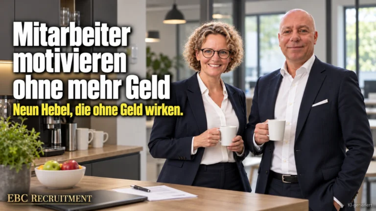 Mitarbeiter motivieren ohne mehr Geld: Neun Hebel, die ohne Geld wirken. EBC Recruitment zeigt Anreizsysteme und Arbeitgebermarke für die Mitarbeitermotivation.