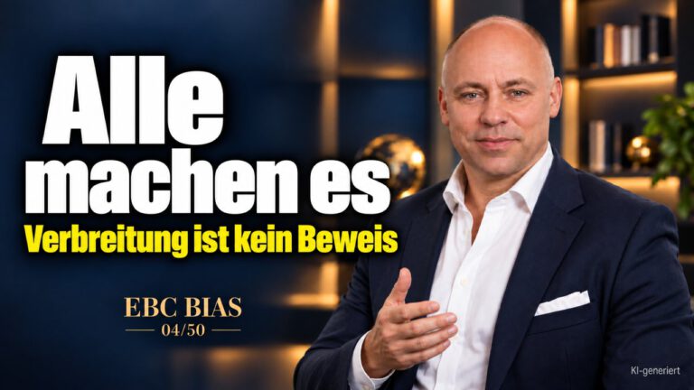 Mitläufereffekt: Verbreitung ist kein Beleg. Alle machen es gerade. EBC Bias zeigt, wie dieser Denkfehler Investitionen in Digitalisierung lenkt.