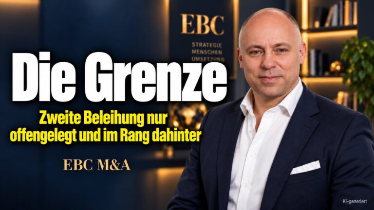 Nachrangfinanzierung: Die Grenze heißt Offenlegung. Die Grenze. EBC M&A erklärt, wo Nachrang und Grundschuld beim Immobilienkauf offengelegt werden müssen.