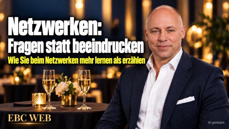 Netzwerken: Fragen statt beeindrucken. Ein Abend am Stehtisch. EBC Eller Business Consulting zeigt, wie Fragetechnik und Zuhören auf der Fachtagung die Akquise tragen.