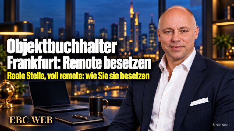 Objektbuchhalter Frankfurt: Remote besetzen. Eine reale Stelle in Frankfurt. EBC Eller Business Consulting zeigt, wie Remote-Arbeit die Suche nach Property Accountants öffnet.