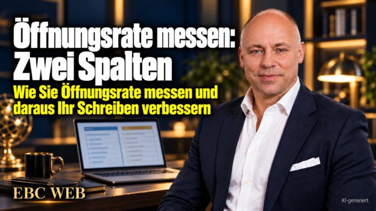 Öffnungsrate messen: Zwei Spalten. Zwei Jahre ohne Antwort. EBC Eller Business Consulting zeigt, wie Öffnungsrate und Klickrate als Kennzahlen den Rundbrief verbessern.