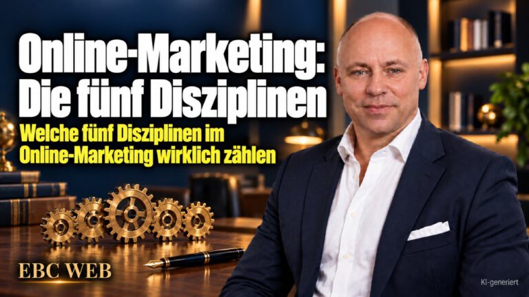 Online-Marketing: Die fünf Disziplinen. Drei Berater, drei Meinungen. EBC Eller Business Consulting ordnet E-Mail-Marketing, Videomarketing, Onlinewerbung und Künstliche Intelligenz.
