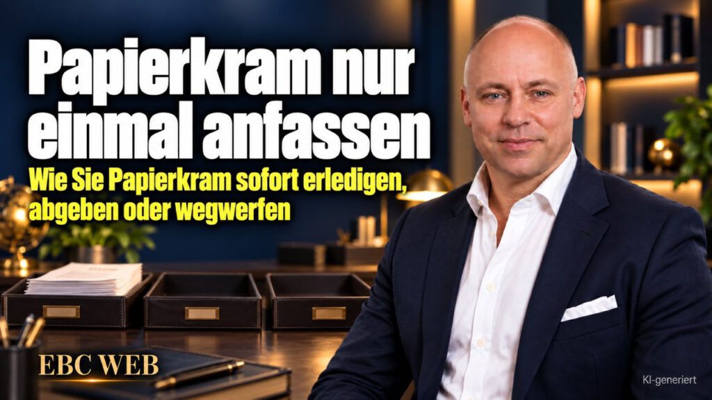 Papierkram nur einmal anfassen: Zum vierten Mal in der Hand. EBC Eller Business Consulting zeigt, wie Ablage, Delegation und Büroorganisation Zeit sparen.