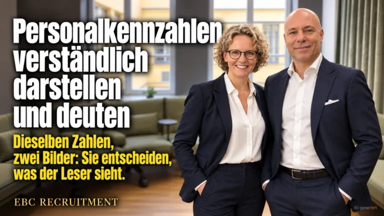 Personalkennzahlen verständlich darstellen und deuten: Dieselben Zahlen, zwei Bilder: Sie entscheiden, was der Leser sieht. EBC Recruitment erklärt Diagramme im Berichtswesen.