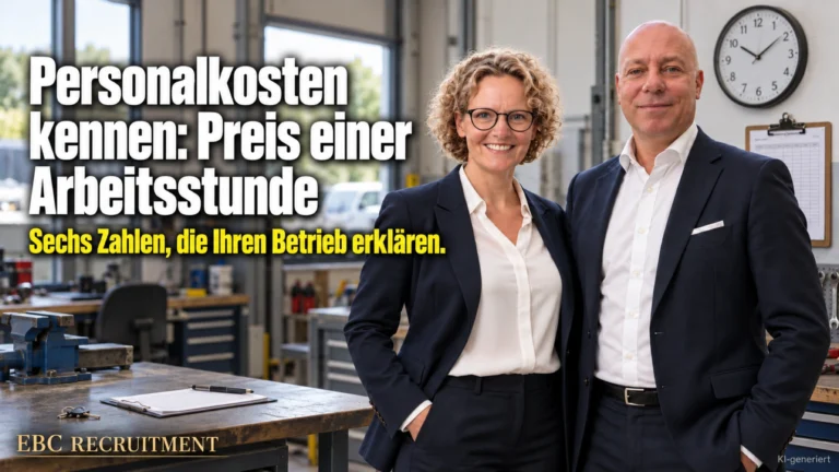 Personalkosten kennen: Preis einer Arbeitsstunde. Sechs Zahlen, die Ihren Betrieb erklären. In den Personal-Dialogen rechnet EBC Recruitment Personalkosten und Vollzeitstellen als Kennzahlen durch.
