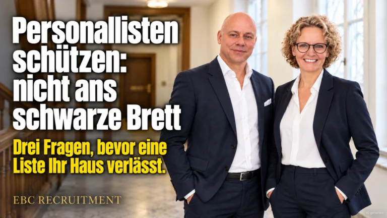 Personallisten schützen: nicht ans schwarze Brett. Drei Fragen, bevor eine Liste Ihr Haus verlässt. EBC Recruitment erklärt Datenschutz und Vertraulichkeit bei Personaldaten.