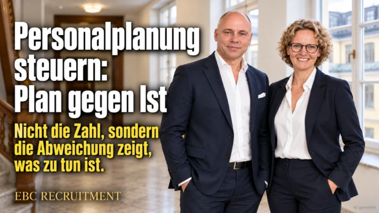 Personalplanung steuern: Plan gegen Ist. Nicht die Zahl, sondern die Abweichung zeigt, was zu tun ist. EBC Recruitment erklärt den Plan-Ist-Vergleich im Personalcontrolling.