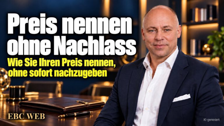 Preis nennen ohne Nachlass: Der Nachlass, nach dem niemand fragte. EBC Eller Business Consulting erklärt, wie Selbstbild und Honorar die Preisverhandlung prägen.