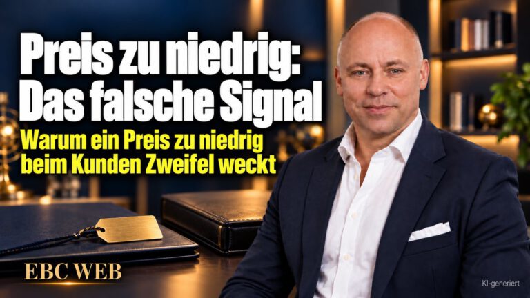 Preis zu niedrig: Das falsche Signal. Unterboten und trotzdem verloren. EBC Eller Business Consulting erklärt, welche Signalwirkung Preisgestaltung und Honorar im Angebot haben.