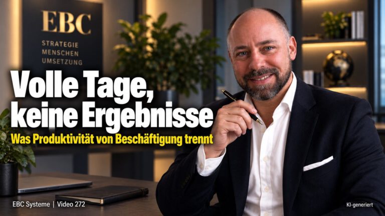 Produktivität: Volle Tage, keine Ergebnisse. Wohin sind die Stunden gegangen? EBC Systeme zeigt, wie Delegation und weniger Unterbrechungen das Zeitmanagement ordnen.