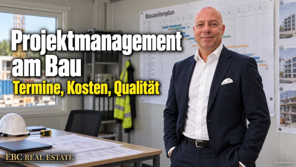 Projektmanagement am Bau: Termine, Kosten, Qualität. EBC Real Estate erklärt Bauträgern und Projektentwicklern Projektsteuerung, Meilenstein und Ausschreibung.