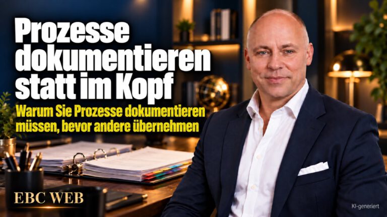 Prozesse dokumentieren statt im Kopf: Ein anderer soll übernehmen. EBC Eller Business Consulting erklärt, wie Prozessbeschreibung Übergabe und Unternehmensnachfolge sichert.
