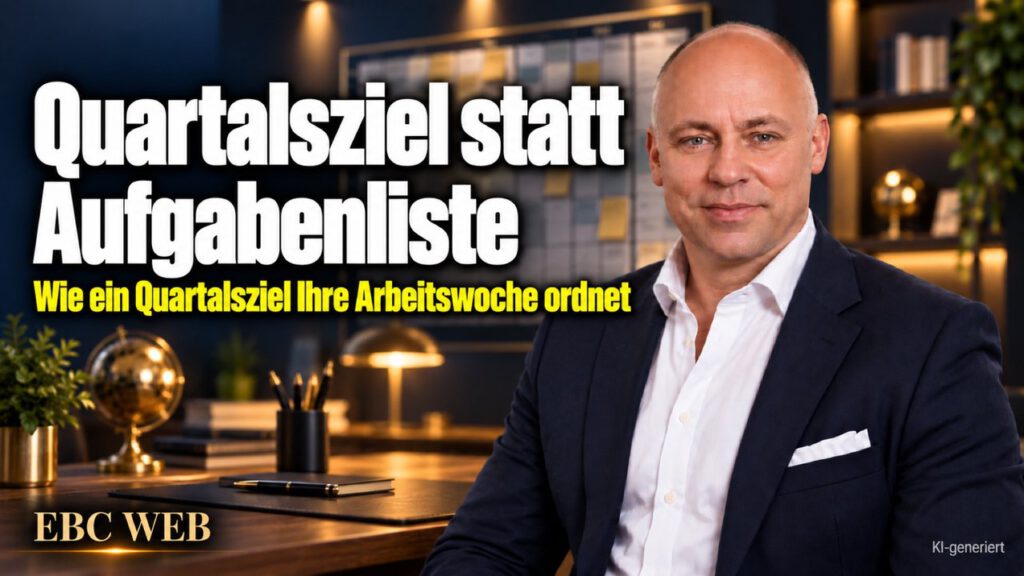 Quartalsziel statt Aufgabenliste: Freitag, und kein Ergebnis. EBC Eller Business Consulting erklärt, wie Zielsetzung und Priorisierung die Wochenplanung ordnen.
