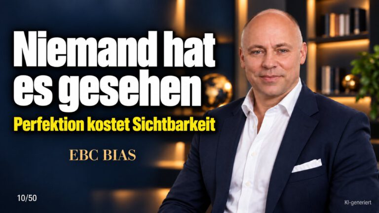 Rampenlicht-Effekt: Niemand schaut so genau hin. Der Fleck auf dem Hemd. EBC Bias zeigt, warum Angst vor Sichtbarkeit Akquise und Marketing unnötig bremst.