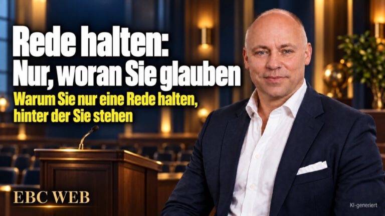 Rede halten: Nur, woran Sie glauben. Vorn stehen und zweifeln. EBC Eller Business Consulting zeigt, wie Überzeugung Ihrem Vortrag Glaubwürdigkeit und sicheres Auftreten gibt.
