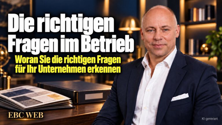 Die richtigen Fragen im Betrieb: Die neue Rechnungsvorlage. EBC Eller Business Consulting zeigt, wie gute Fragen Ideen entwickeln, Priorisierung klären und Mitarbeiterbindung stärken.