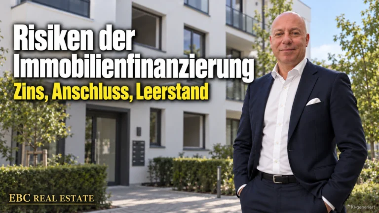 Risiken der Immobilienfinanzierung: Zins, Anschluss, Leerstand. EBC Real Estate vergleicht für Finanzierungsvermittler endfälliges Darlehen, Forward-Darlehen und Zinsbindung.