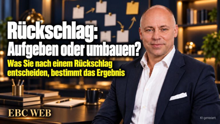 Rückschlag: Aufgeben oder umbauen? Der dritte Versuch scheitert. EBC Eller Business Consulting prüft nach Kundenverlust und Fehlschlag den Vertrieb neu.