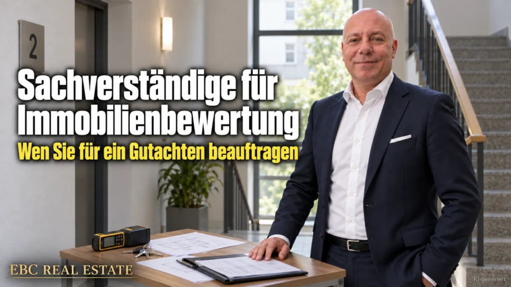 Sachverständige für Immobilienbewertung: Wen Sie für ein Gutachten beauftragen. EBC Real Estate vergleicht Gutachterausschuss und öffentlich bestellte Sachverständige für den Verkehrswert.