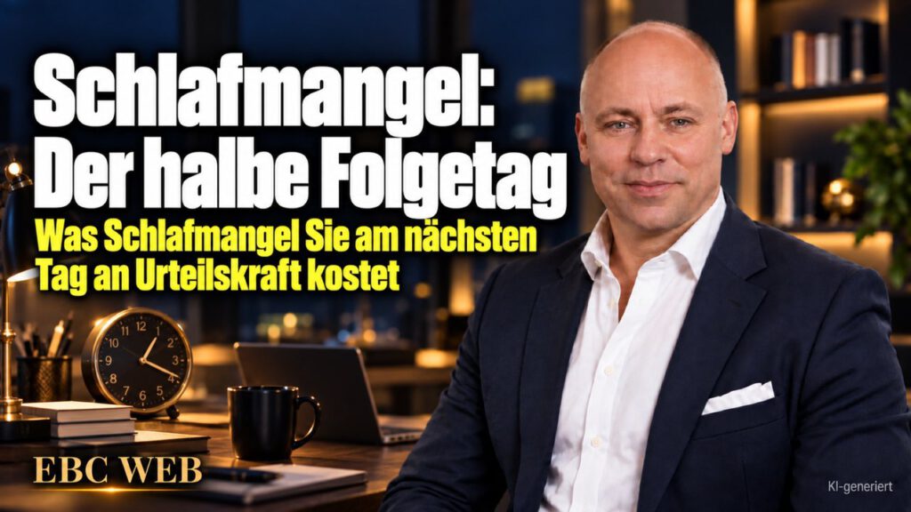 Schlafmangel: Der halbe Folgetag. Fünf Stunden Schlaf als Einsatz. EBC Eller Business Consulting zeigt, wie Schlafmangel Urteilskraft und Leistungsfähigkeit bei Entscheidungen senkt.