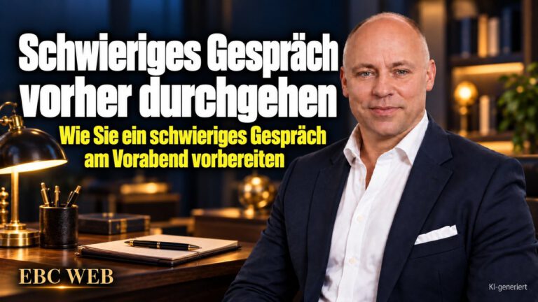 Schwieriges Gespräch vorher durchgehen: Die Frage nach vier Minuten. EBC Eller Business Consulting zeigt, wie Gesprächsvorbereitung Einwände vor der Eigentümerversammlung klärt.