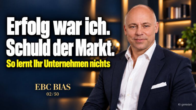 Selbstwertdienliche Verzerrung: Warum Firmen nicht lernen. Gute Strategie, schwieriger Markt. In der Serie 50 Shades of Bias erklärt EBC diese kognitive Verzerrung.