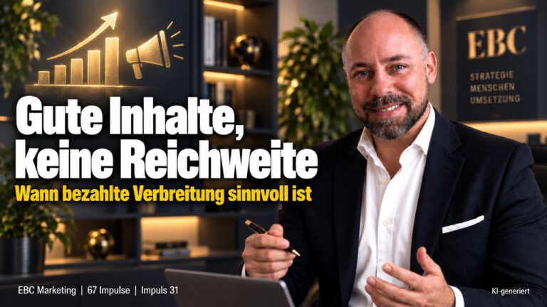 Soziale Medien: Gute Inhalte, keine Reichweite. Der beste Beitrag des Jahres. EBC Marketing erklärt, wann Social-Media-Werbung die organische Reichweite bei der Zielgruppe ergänzt.