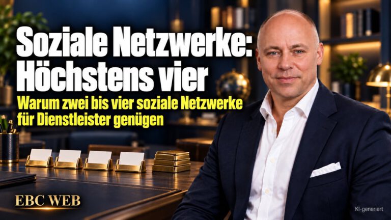 Soziale Netzwerke: Höchstens vier. Sieben Profile, wenig Leben. EBC Eller Business Consulting hilft bei der Plattformwahl für Social-Media-Kanäle und Kundengewinnung.