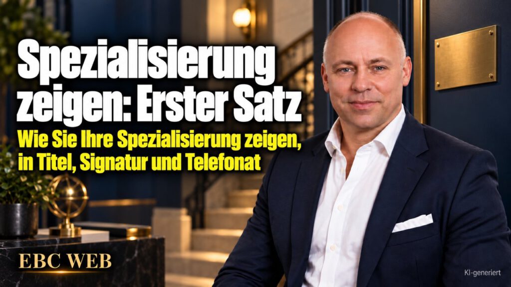 Spezialisierung zeigen: Erster Satz. Entschieden, aber nicht sichtbar. EBC Eller Business Consulting erklärt, wie Internetseite, Telefon und E-Mail-Signatur die Positionierung tragen.