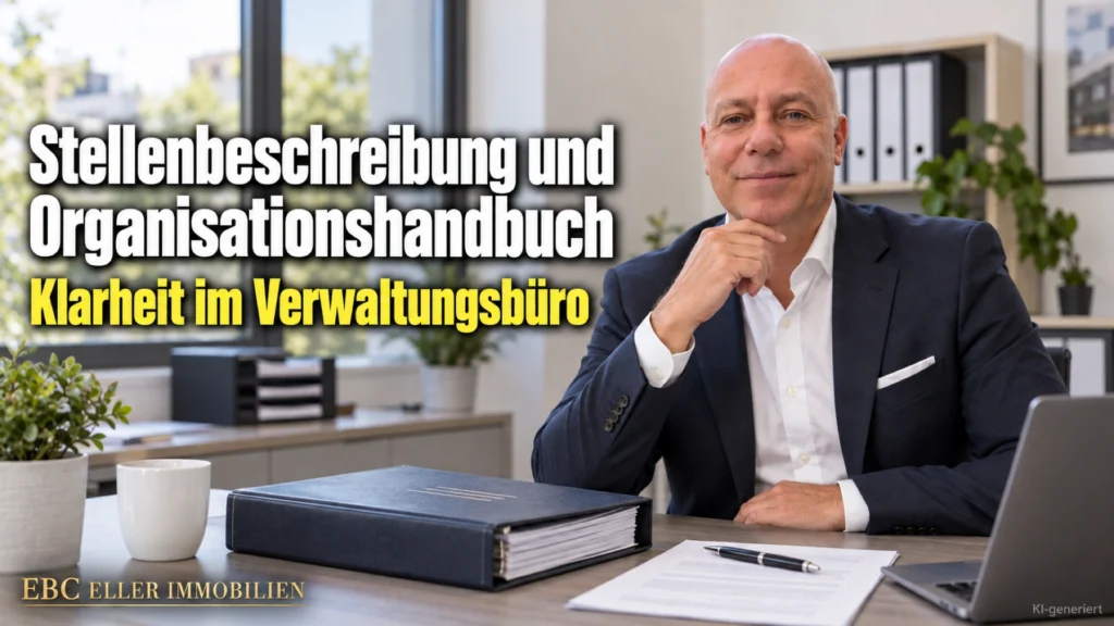 Stellenbeschreibung und Organisationshandbuch: Klarheit im Verwaltungsbüro. EBC Eller Immobilien ordnet für Hausverwaltungen Aufbauorganisation, Ablauforganisation und Geschäftsverteilungsplan.