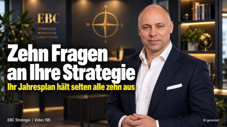 Strategie prüfen: Zehn Fragen für Inhaber. Jedes Jahr derselbe Knick. EBC Strategie prüft mit Inhabern Strategieplanung und Wachstum auf typische Denkfehler.