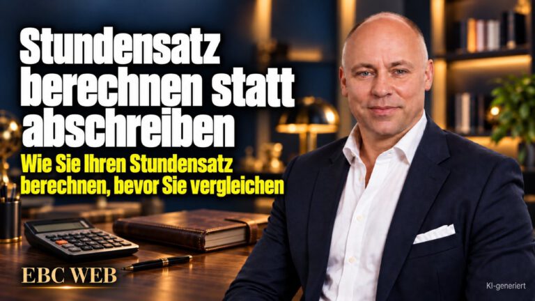 Stundensatz berechnen statt abschreiben: Der Preis aus dem Nachbarort. EBC Eller Business Consulting rechnet vor, wie Gemeinkosten und Kalkulation die Preisfindung bestimmen.