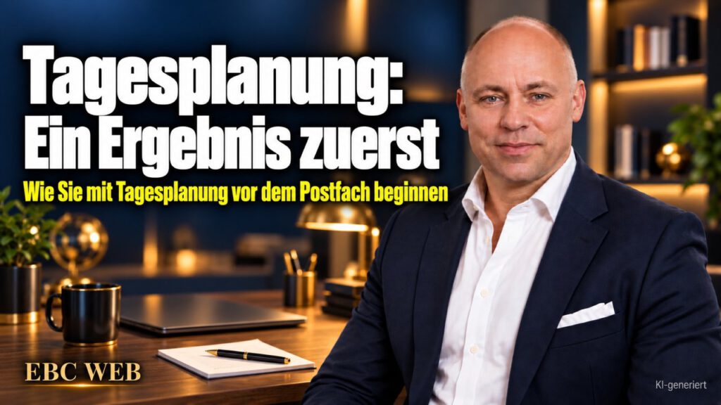 Tagesplanung: Ein Ergebnis zuerst. Um elf ist der Tag verloren. EBC Eller Business Consulting erklärt, wie Prioritäten vor dem Postfach die Selbstorganisation tragen.