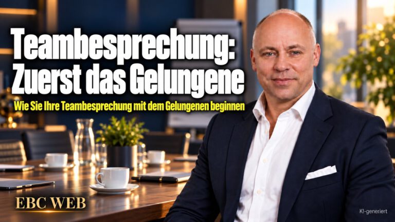 Teambesprechung: Zuerst das Gelungene. Montagmorgen in der Praxis. EBC Eller Business Consulting zeigt in der Personalführung, wie Anerkennung das Betriebsklima stärkt.