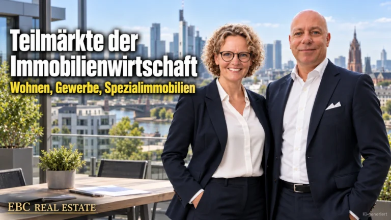 Teilmärkte der Immobilienwirtschaft: Wohnen, Gewerbe, Spezialimmobilien. EBC Real Estate ordnet für das Immobilien Investment Baunutzungsverordnung, Erbbaurecht und Leerstand.