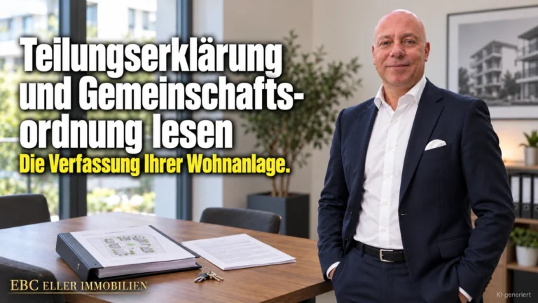 Teilungserklärung und Gemeinschaftsordnung lesen: Die Verfassung Ihrer Wohnanlage. EBC Eller Immobilien erklärt Hausverwaltungen Aufteilungsplan, Miteigentumsanteil und Sondernutzungsrecht.