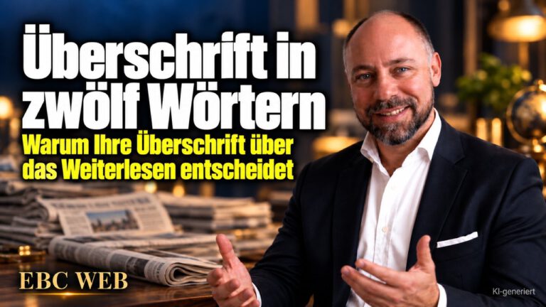 Überschrift in zwölf Wörtern: Das Blatt auf dem Stapel. EBC Eller Business Consulting zeigt im Direktmarketing, wie eine Überschrift Anschreiben und Werbetext trägt.